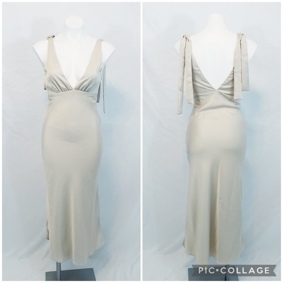 *Last Chance* NWT BHLDN Sachin + Babi Hudson Satin Charmeuse Dress Champagne - Picture 2 of 12